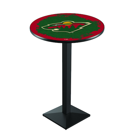 Holland Bar Stool Co 42" Blk Wrinkle Minnesota Wild Pub Table L217B4228MinWld